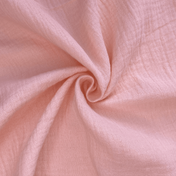 Ткань Муслин Жатый, цвет Нежно-Розовый (на отрез)  в Томске